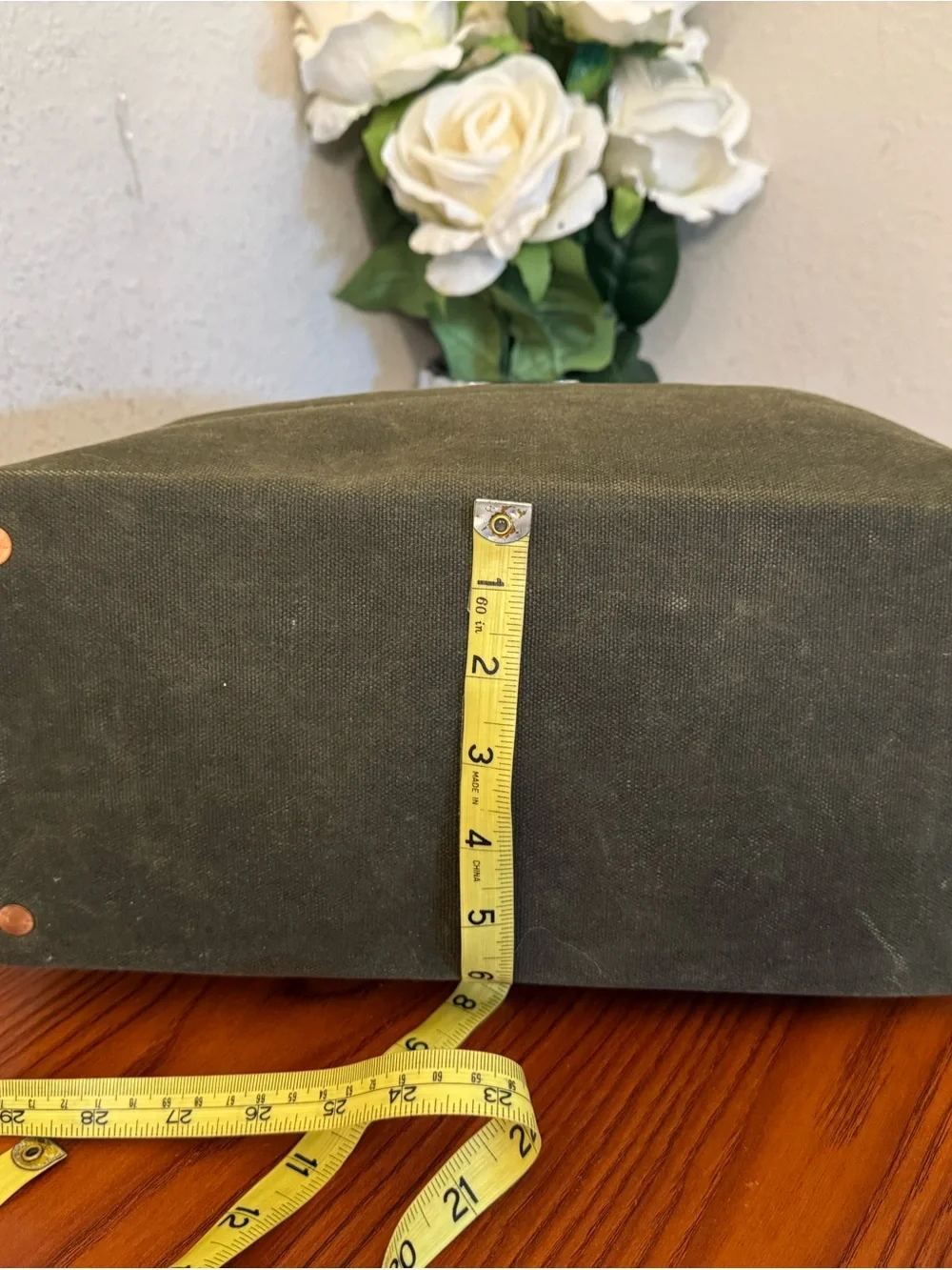 Hardmill Olive Green Waxed Canvas Duffel Tote with Brown Leather Handles